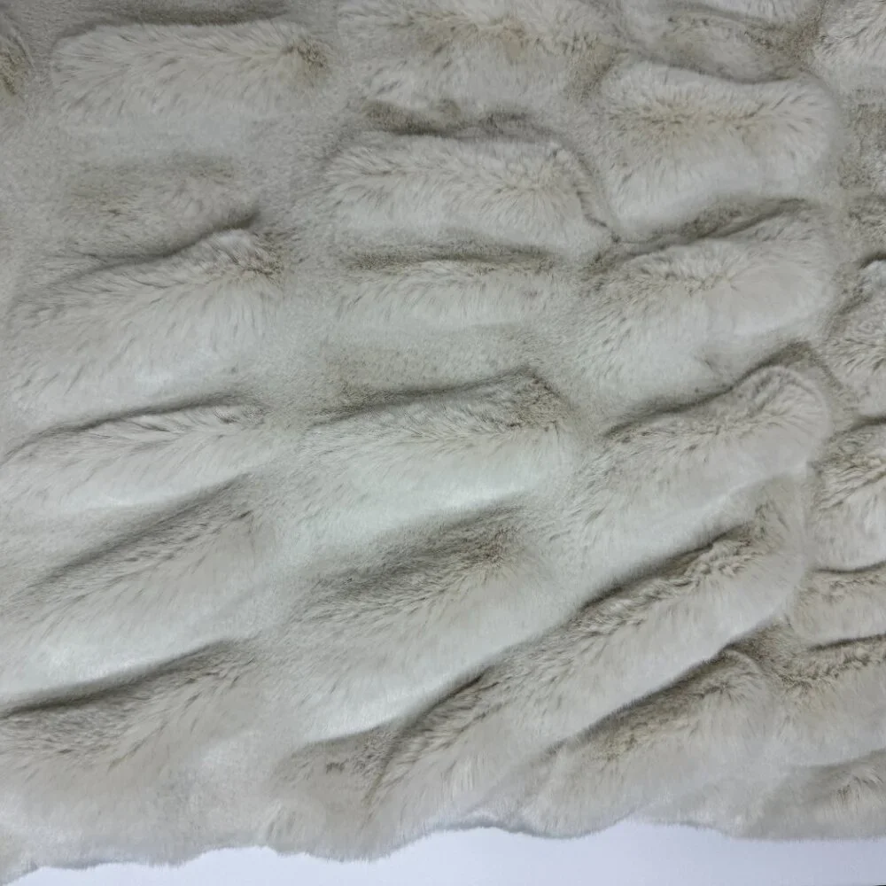 Pottery Barn Faux Fur Ivory Ruched Throw Pillow Case - Like NEW